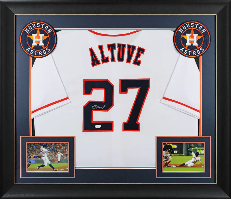 Jose Altuve Signed Houston Astros Framed Baseball Jersey with JSA COA